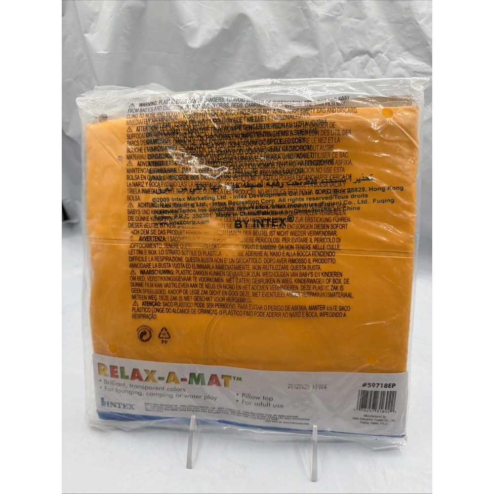 Inflatable Pool Float Bed 72" x 27" Relax-A- Mat Lounge Pool Raft Intex Orange - Picture 5 of 6